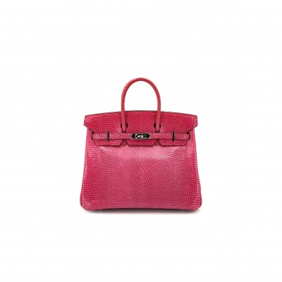 HERMES BIRKIN 25 FUCHSIA LIZARD PHW (25*18*14cm)